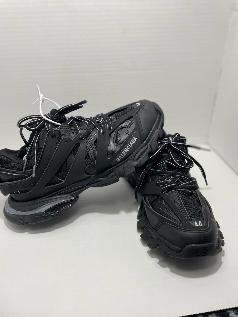 Balenciaga Men's Black Layered Track Sneakers